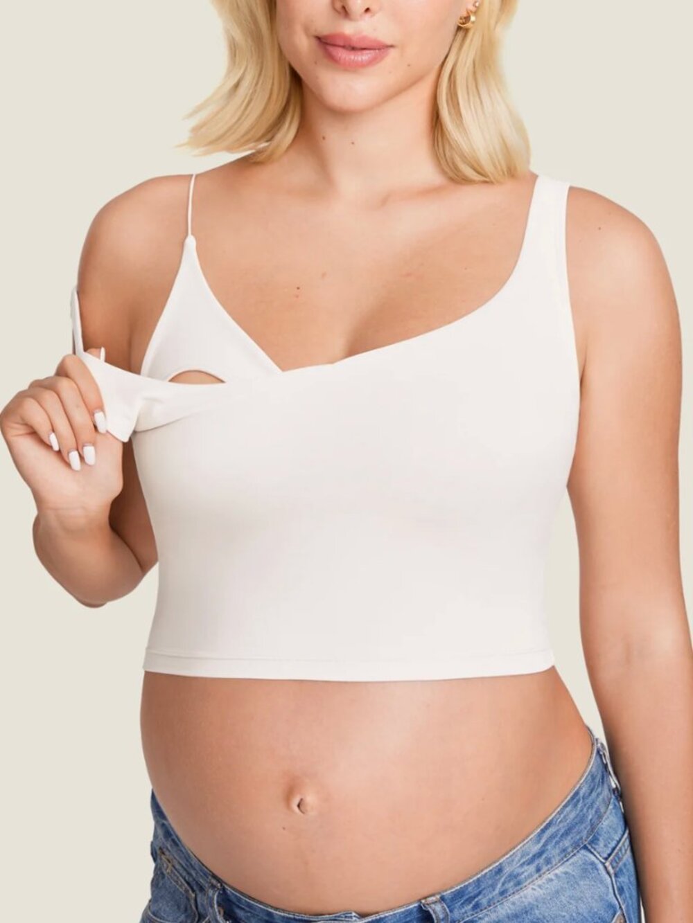 NWT Momanda Maternity Nursing Crop Tank Top White Size XL